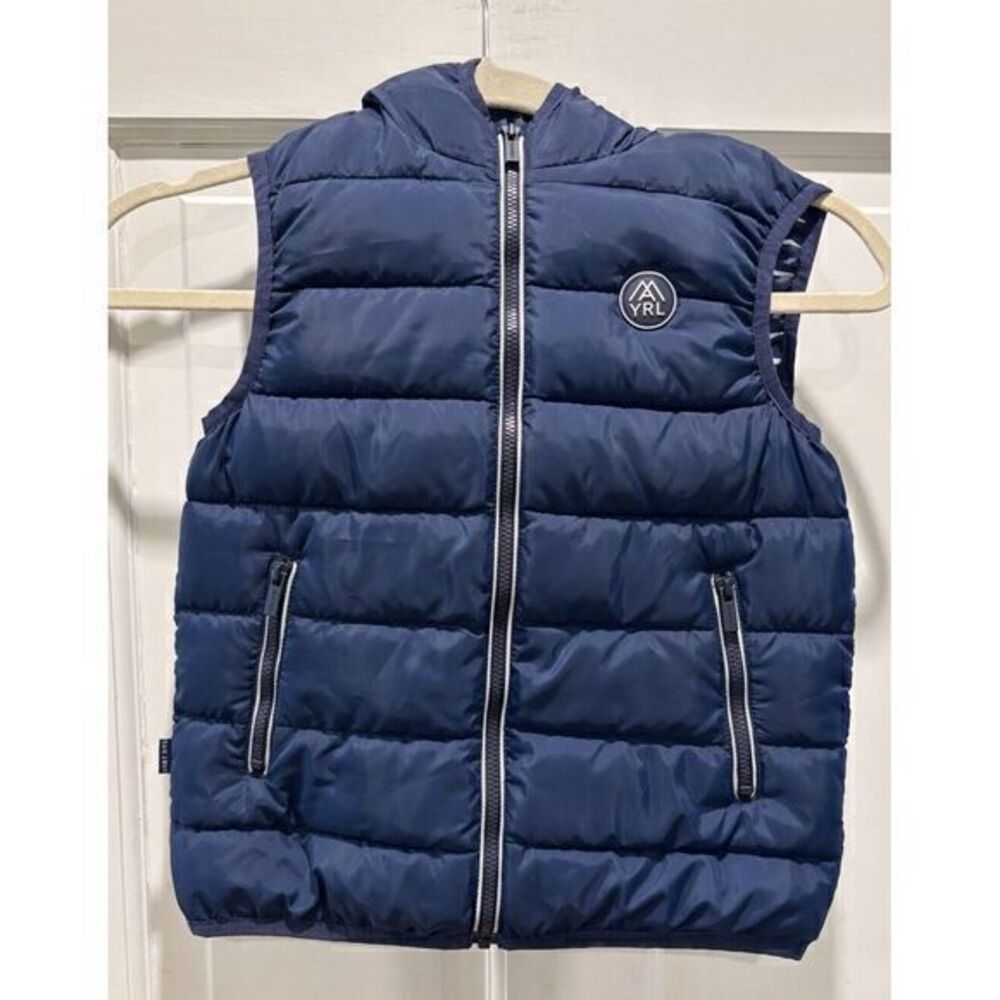 Mayoral Spain Boys Sz 6 Hooded‎ Puffer Vest Navy Blue